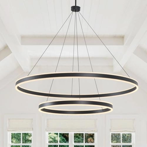 2 Lights Rings Chandelier - Adjustable Color Temperature Dimmable