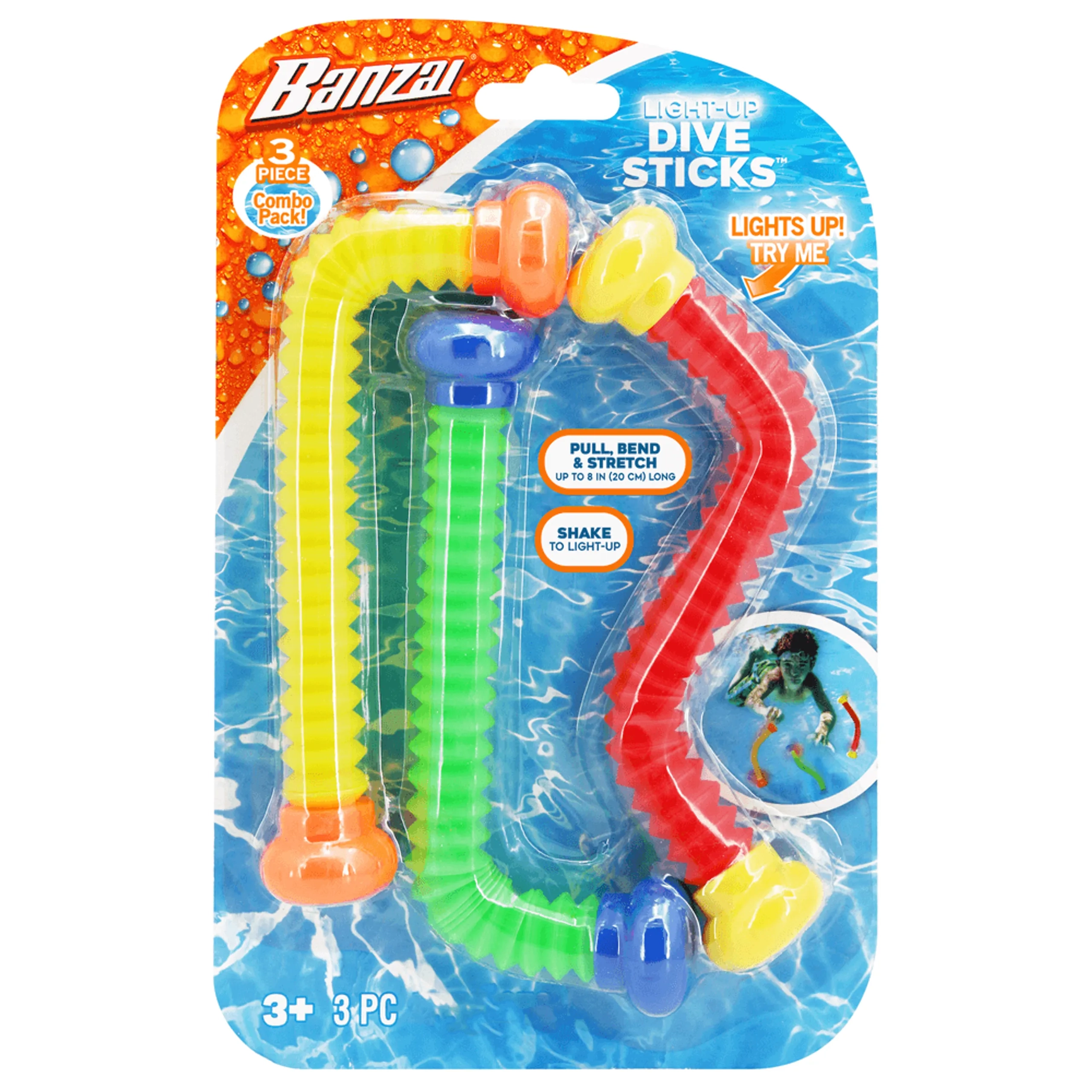 Banzai Flashing Dive Sticks - 3 Pieces AG1 Batteries Included
