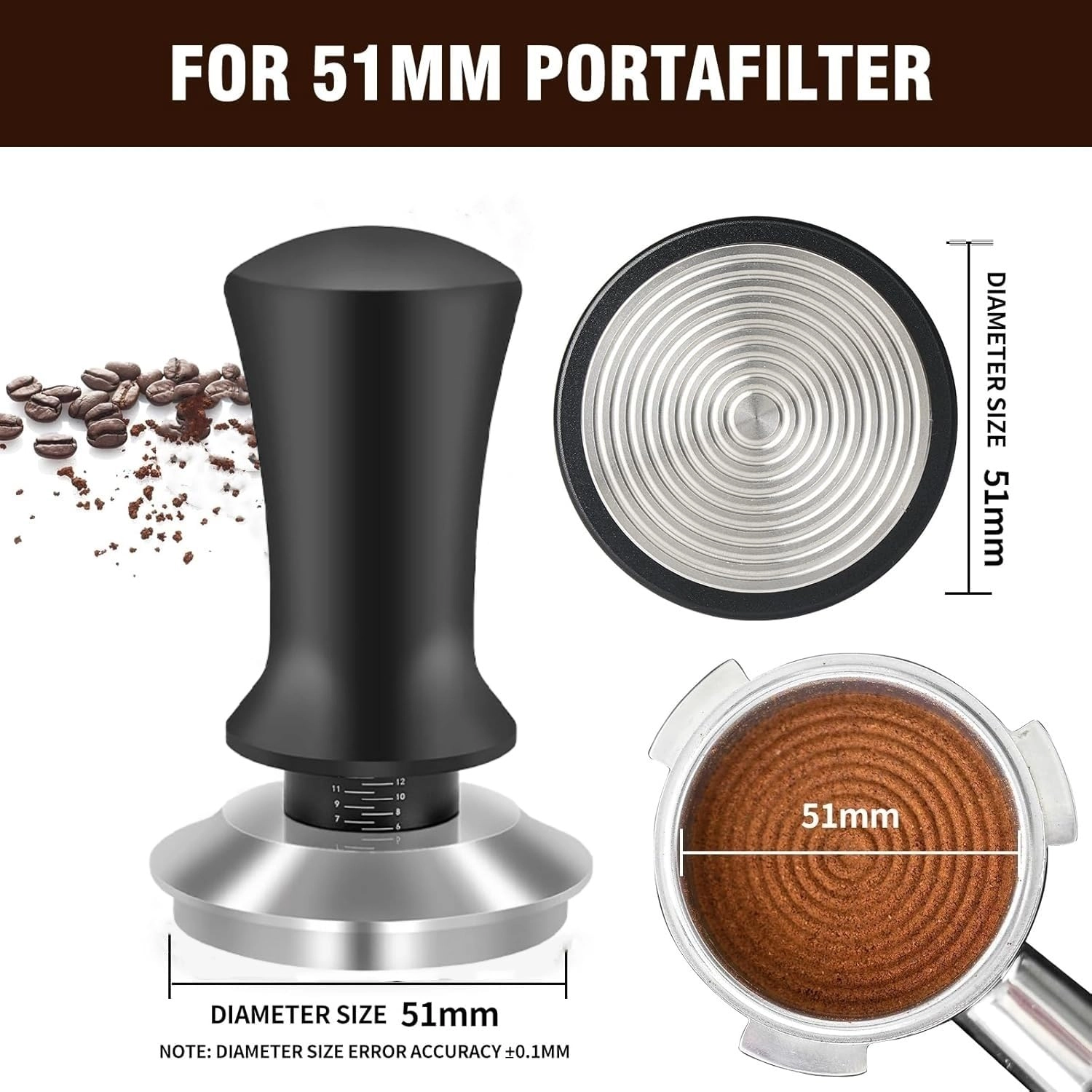 51mm Coffee Tamper - 24PCS 316stainlesss Kit