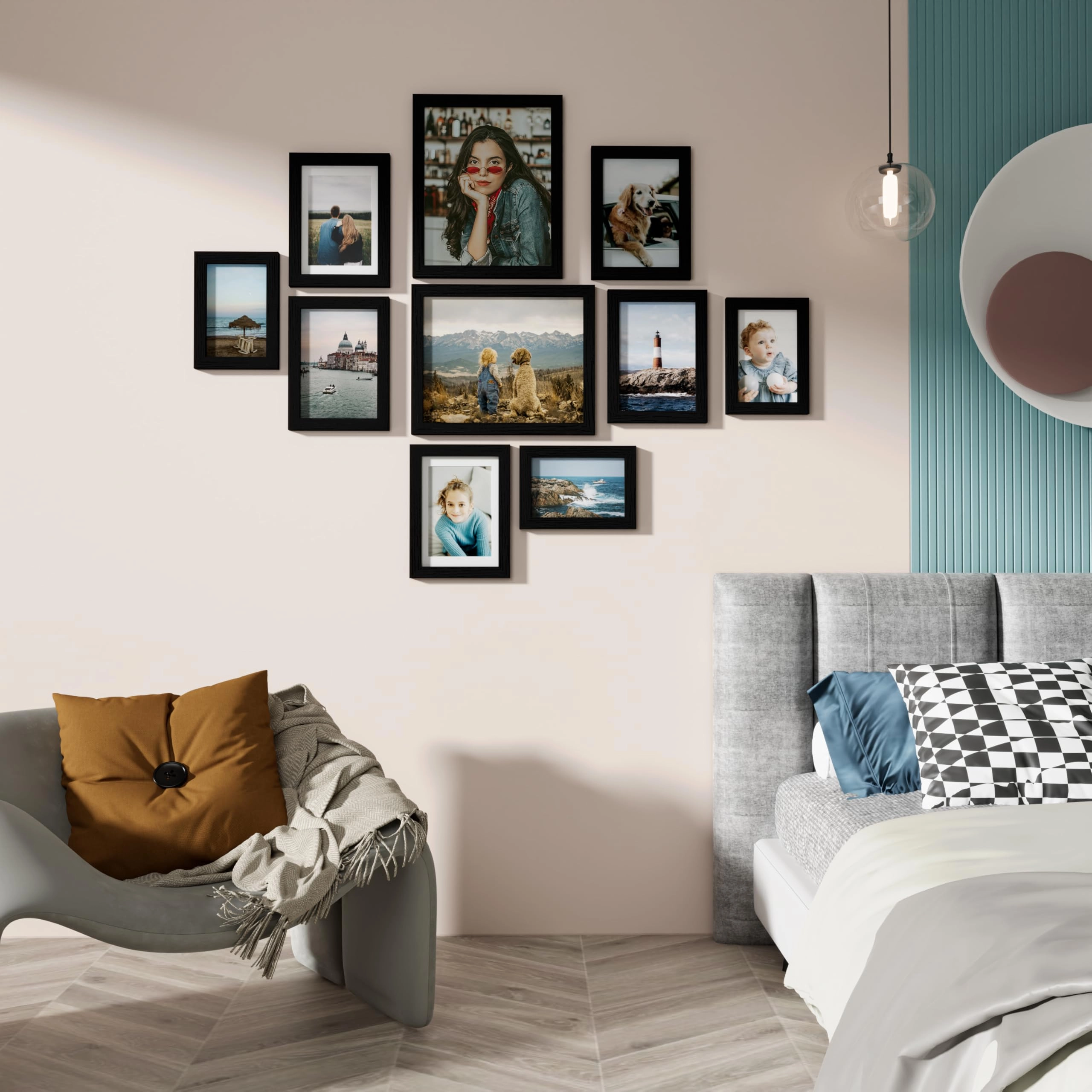 Picture Frames Set - 10 Pack Rustic Grey