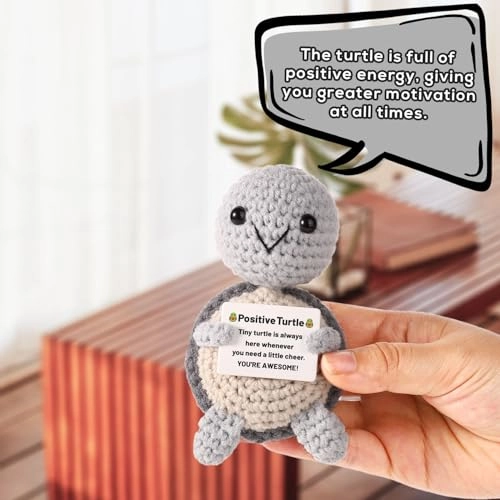 Positive Turtle 10 cm Crochet - Grey Mini