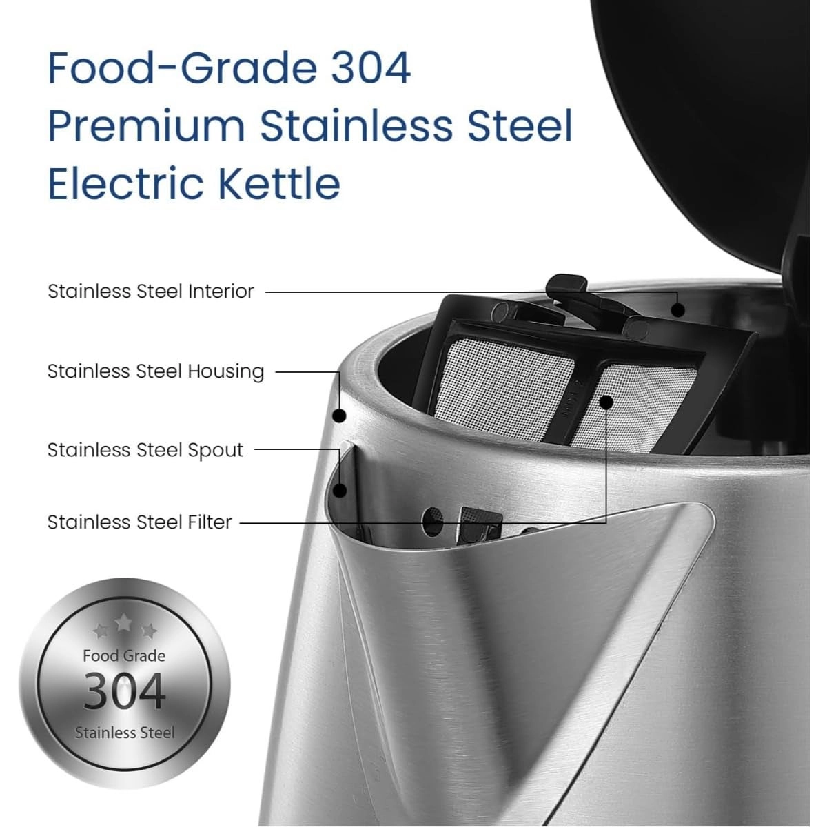 Cordless Stainless Steel Electric Kettle