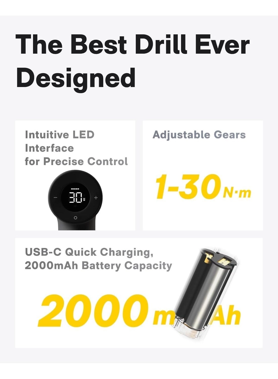 Cordless Brushless Drill Tool Kit - 35-Piece Rechargeable