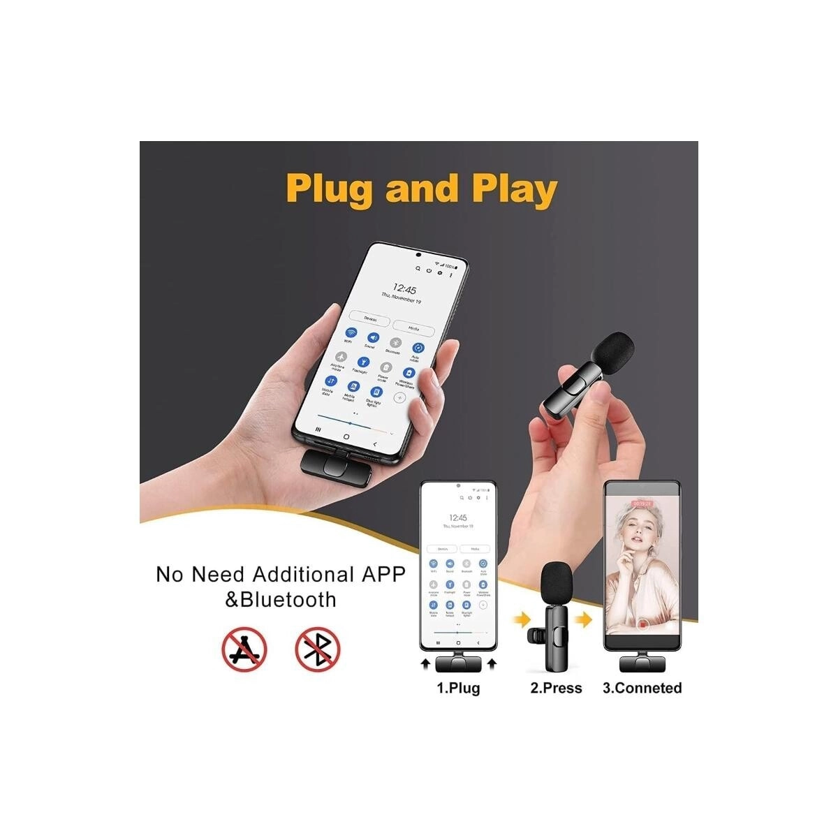 Wireless Lavalier Microphone - USB Microphone Dual