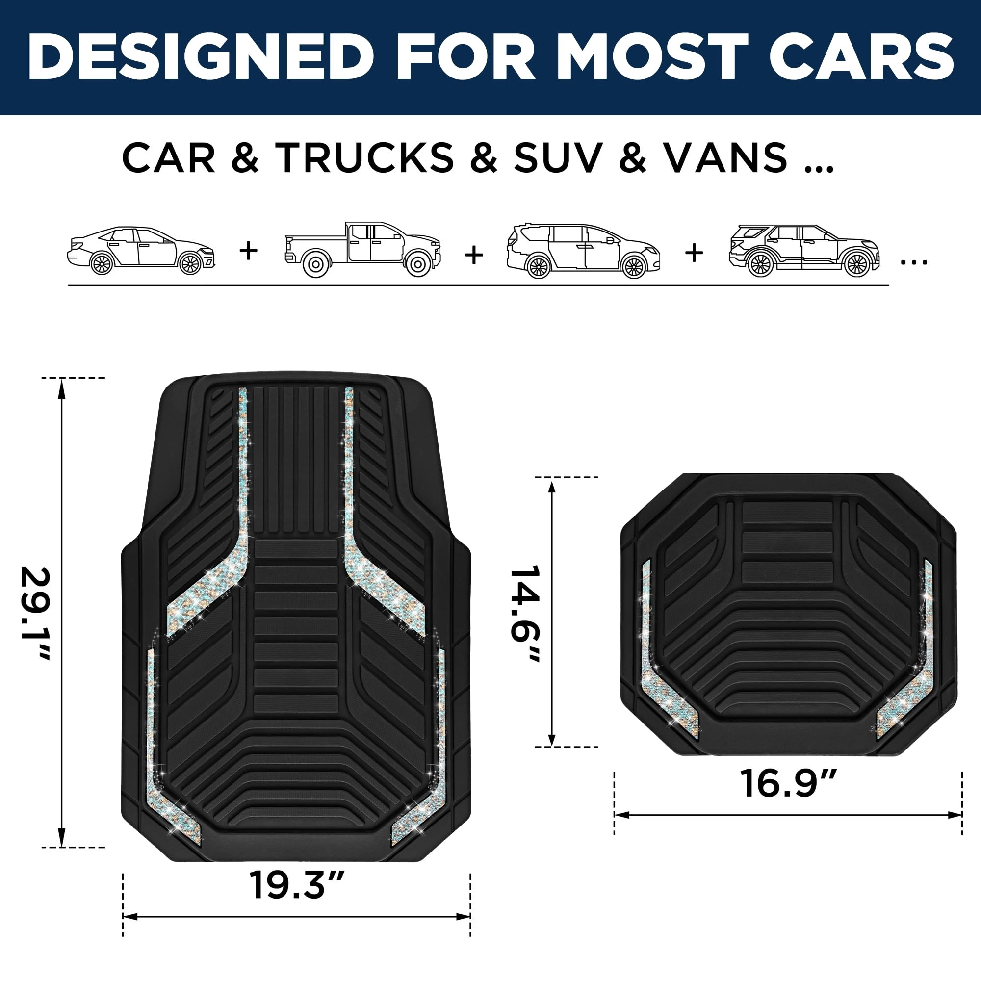 Heavy Duty Rubber Floor Mats - Pink Universal Fit
