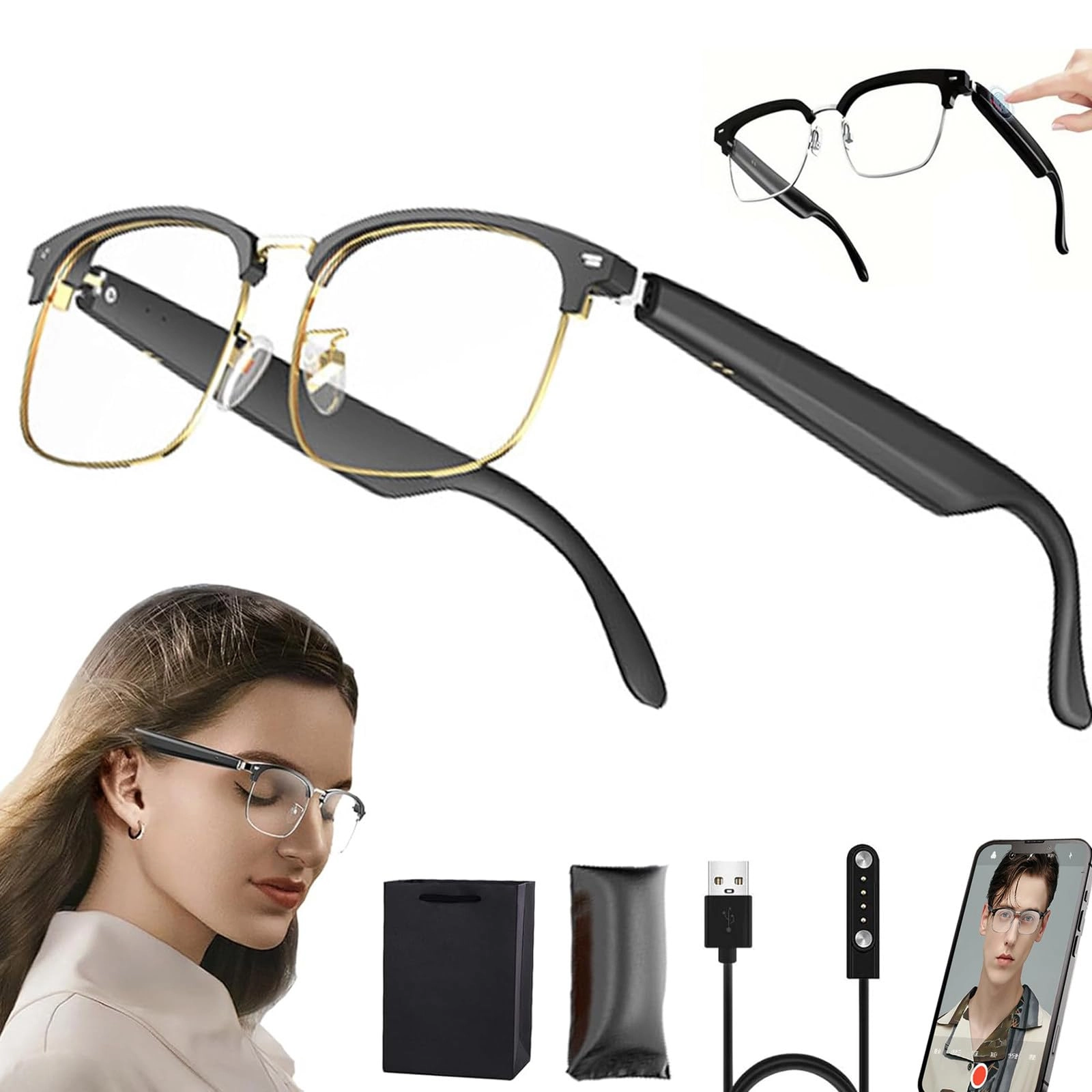 zhiWNNIU Smart Bluetooth Glasses - 144 Languages Bluetooth 5.3