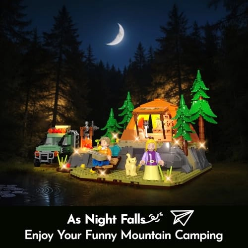 Mountain Camping Building Set (KJ049) - LED Light Outdoor Adventure