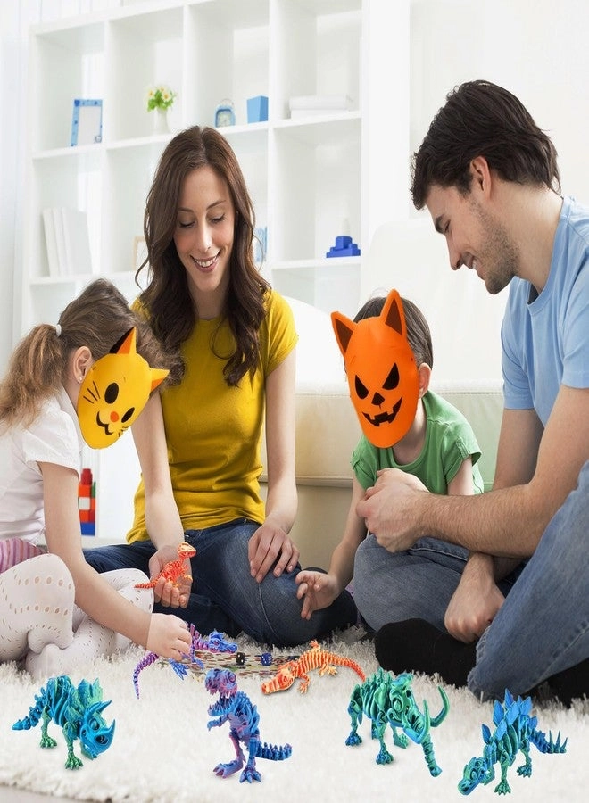 3D Printed Dinosaur Animal Figures - T-Rex Velociraptor Stegosaurus 7PCS