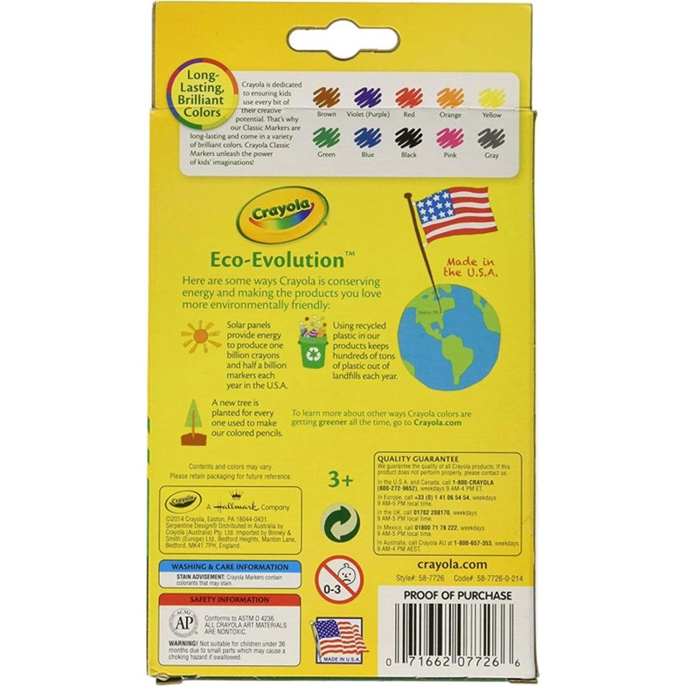 Ultraclean Washable Fine Line Colormax Markers - 12 Multi Colour Fine Line