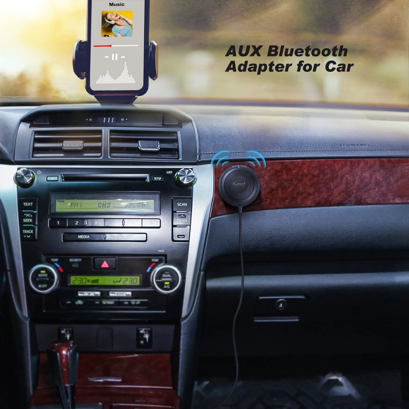 Bluetooth Car Adapter - 3.5mm AUX Hands-Free Calls Dual Connection