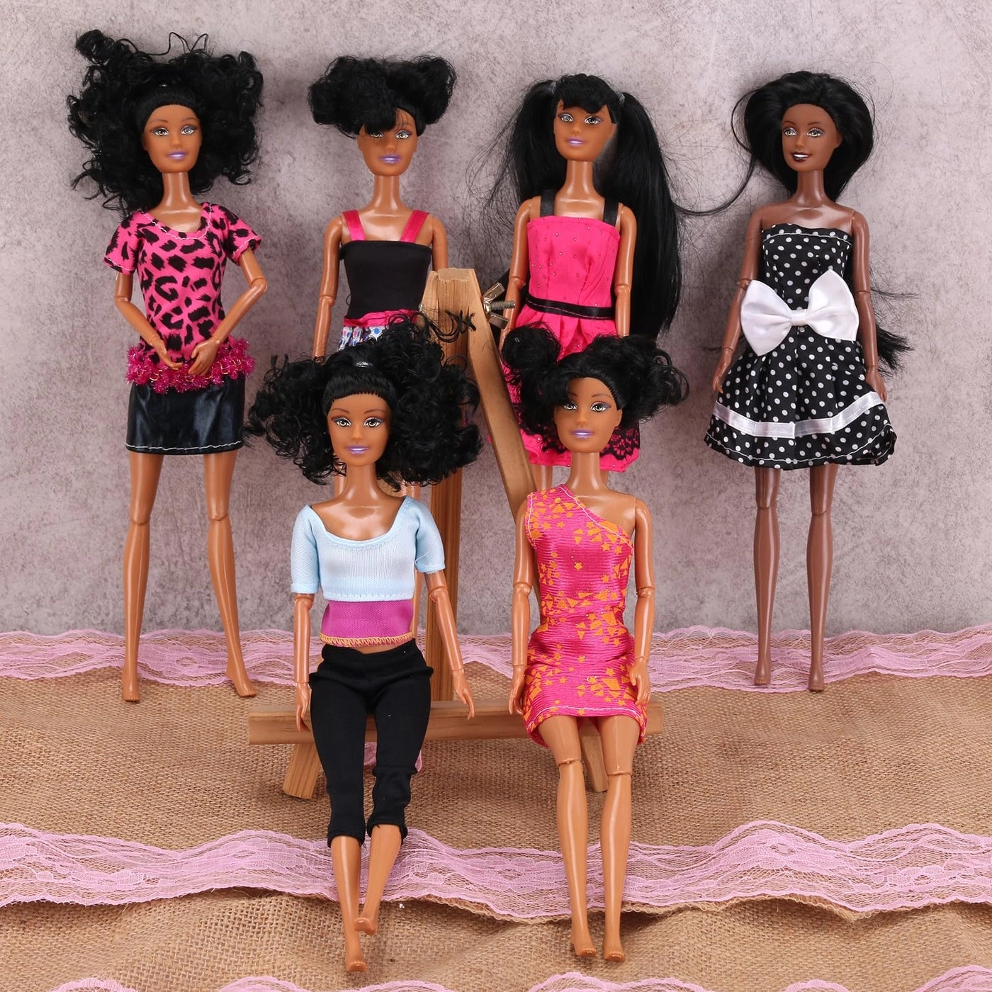 Toy Doll Playset - 11.8" 12 Piece African American Black Variety Pack