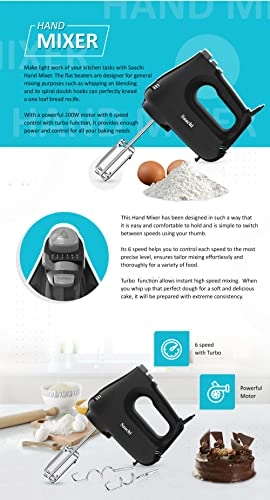 Hand Mixer NL-HM-4180 - 6-Speed Black