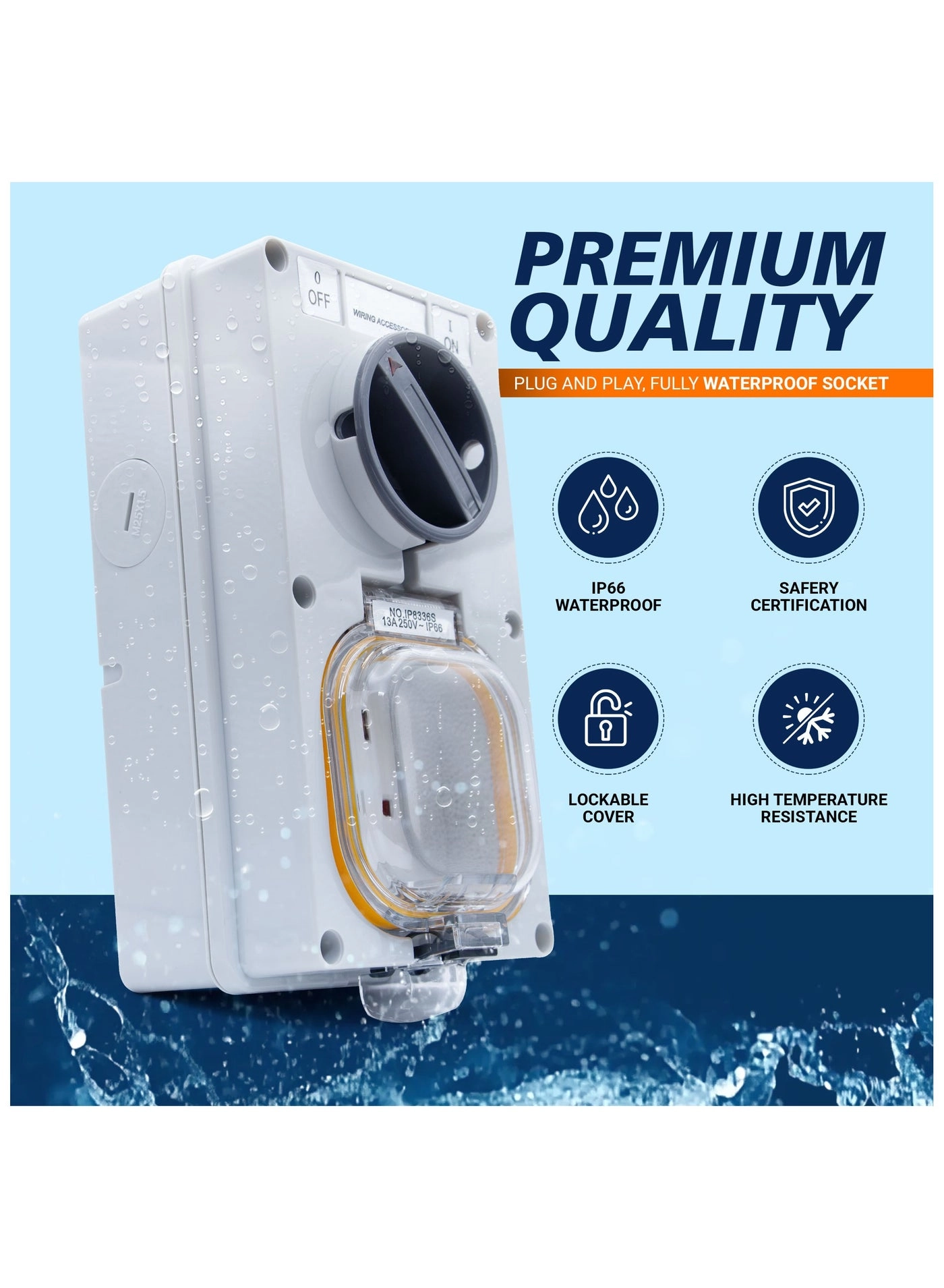 Duravel Switch Socket - IP66 13A 250V ON/OFF