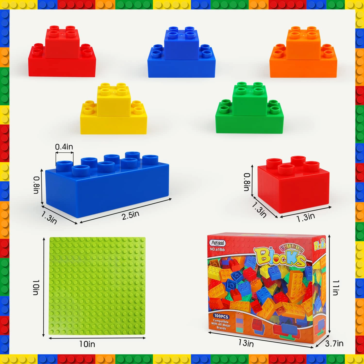 Large Classic Building Bricks Set - 101 pcs