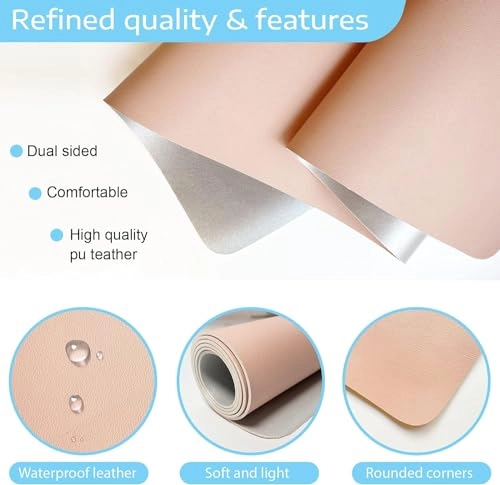 Large Faux Leather Gaming Mouse Pad - 80x40 cm