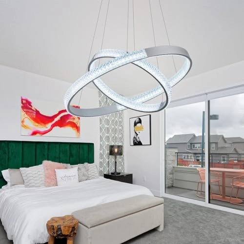 Modern Crystal Chandelier - 6000K Dimmable