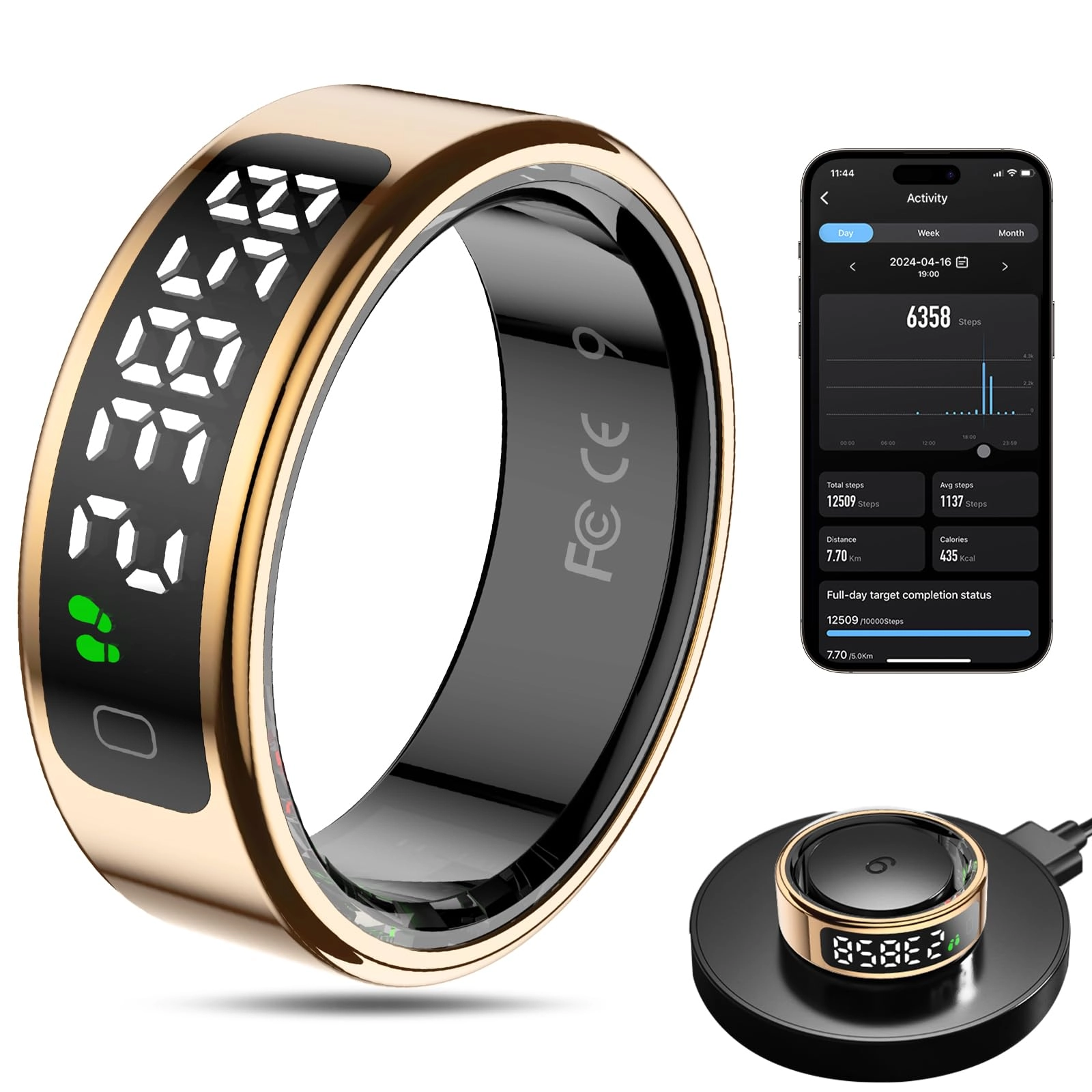 Smart Ring - LED Dispay Screen Heart Rate Sleep Tracker