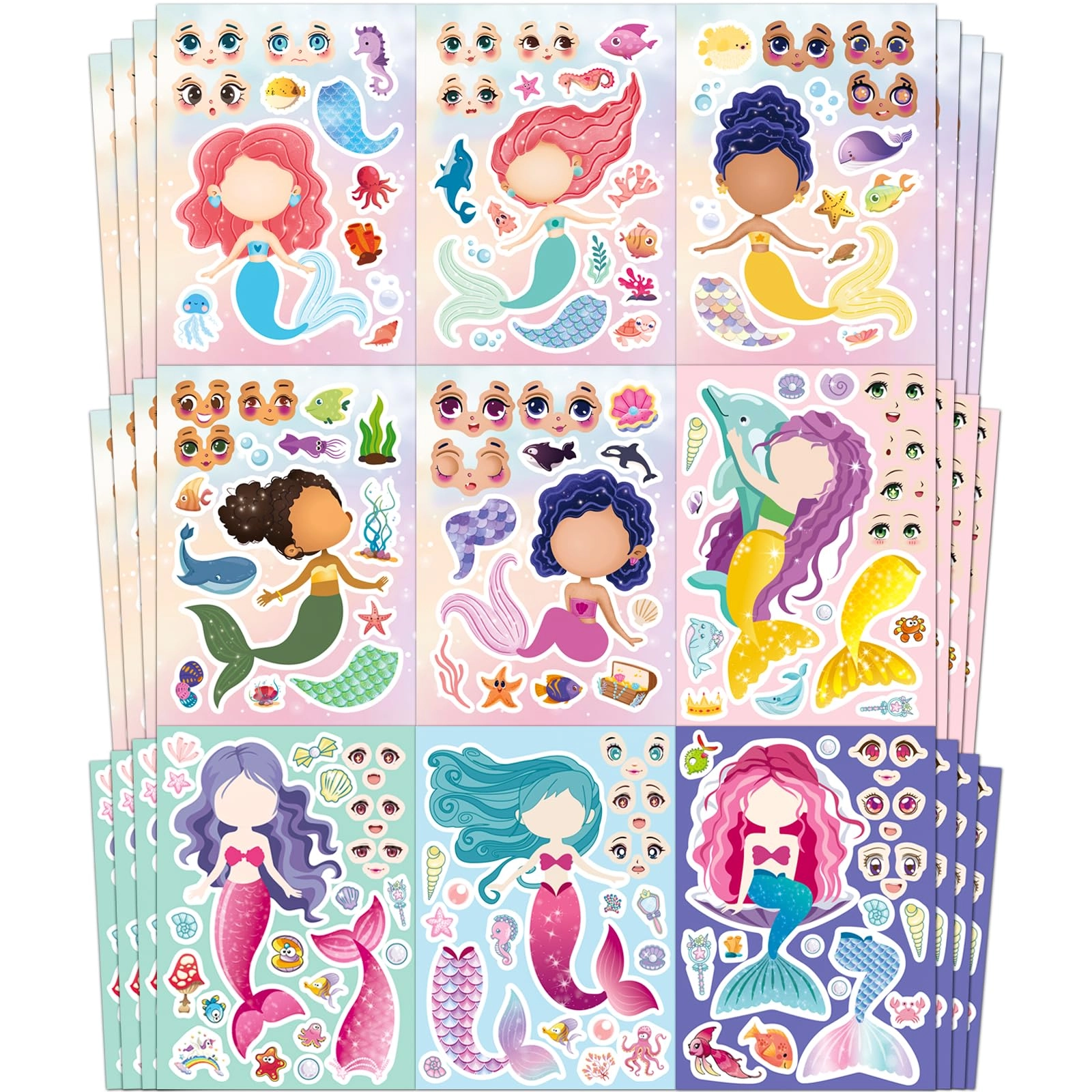 ozepao Mermaid Sticker Book 16 Designs 48 pcs