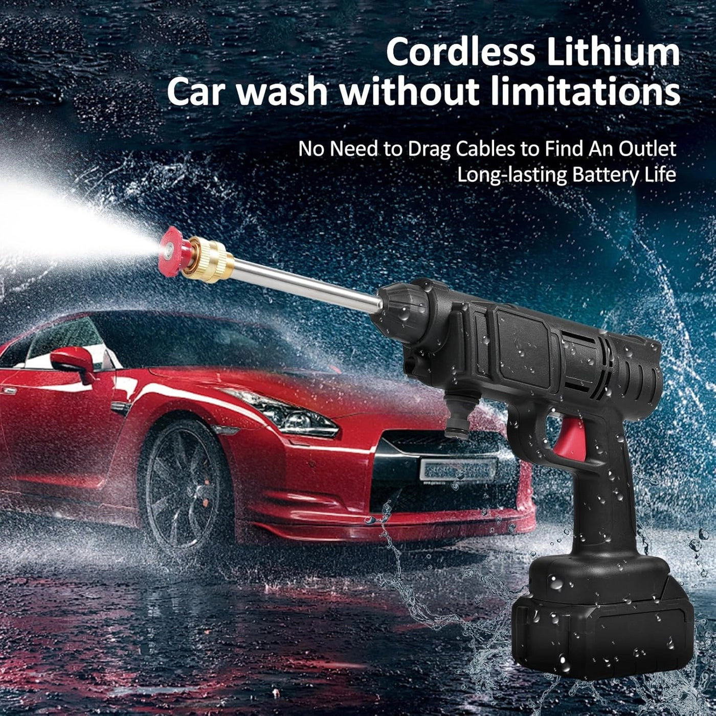 Cordless Electric Pressure Washer - 50Bar 20000mAh Foam Generator