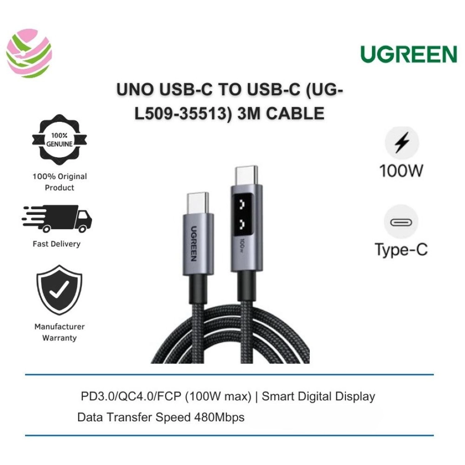 Uno Cable USB-C to USB-C 3m