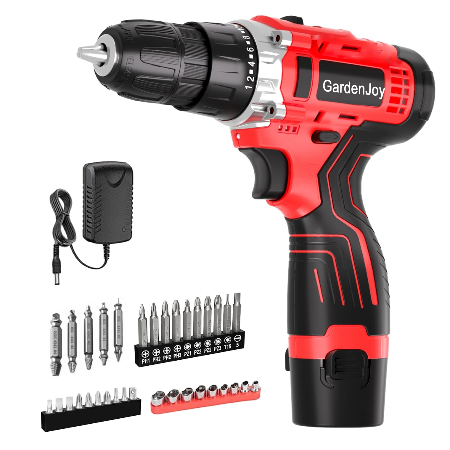 GardenJoy Cordless Drill Set - 18 Watt-hours
