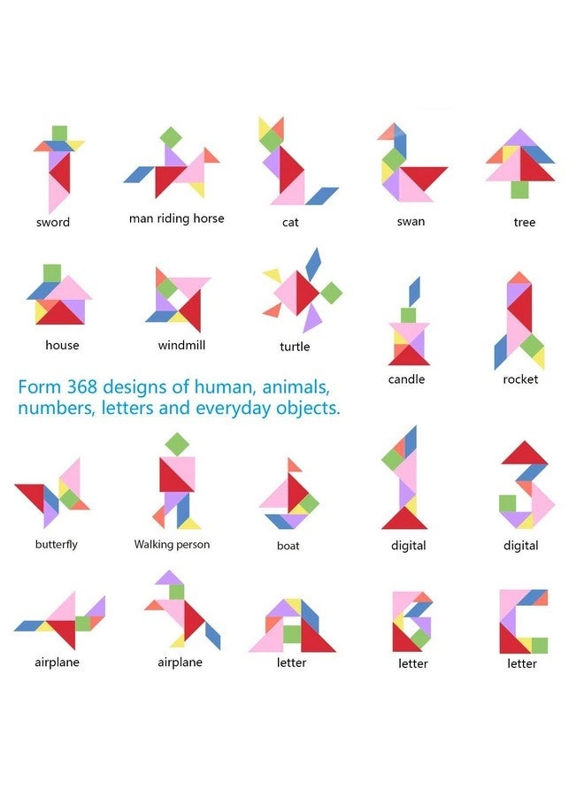 Travel Tangram Puzzle - 2 Sets Magnetic Plate 368 Solution