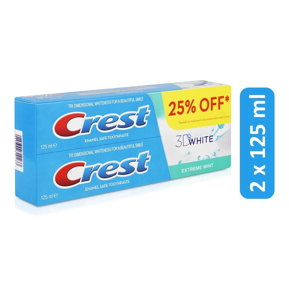 Crest 3D White Extreme Mint Toothpaste 2 x 125 ml