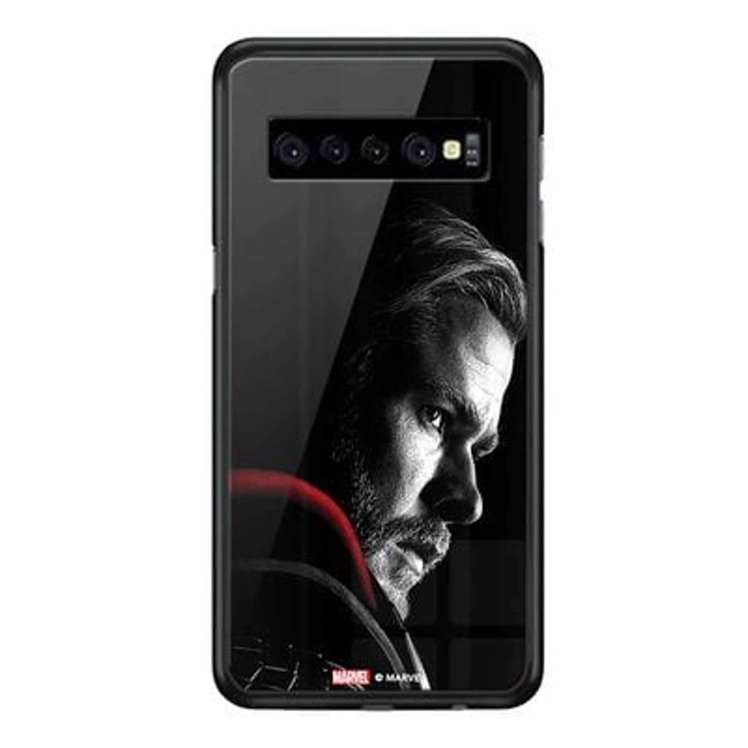 Wackylicious Thor's Side Face Cover for Galaxy S10 - TPU Bumper Case + Tempered Glass Back