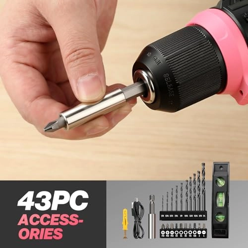Cordless Drill - 8V Pink 3/8" Keyless Chuck