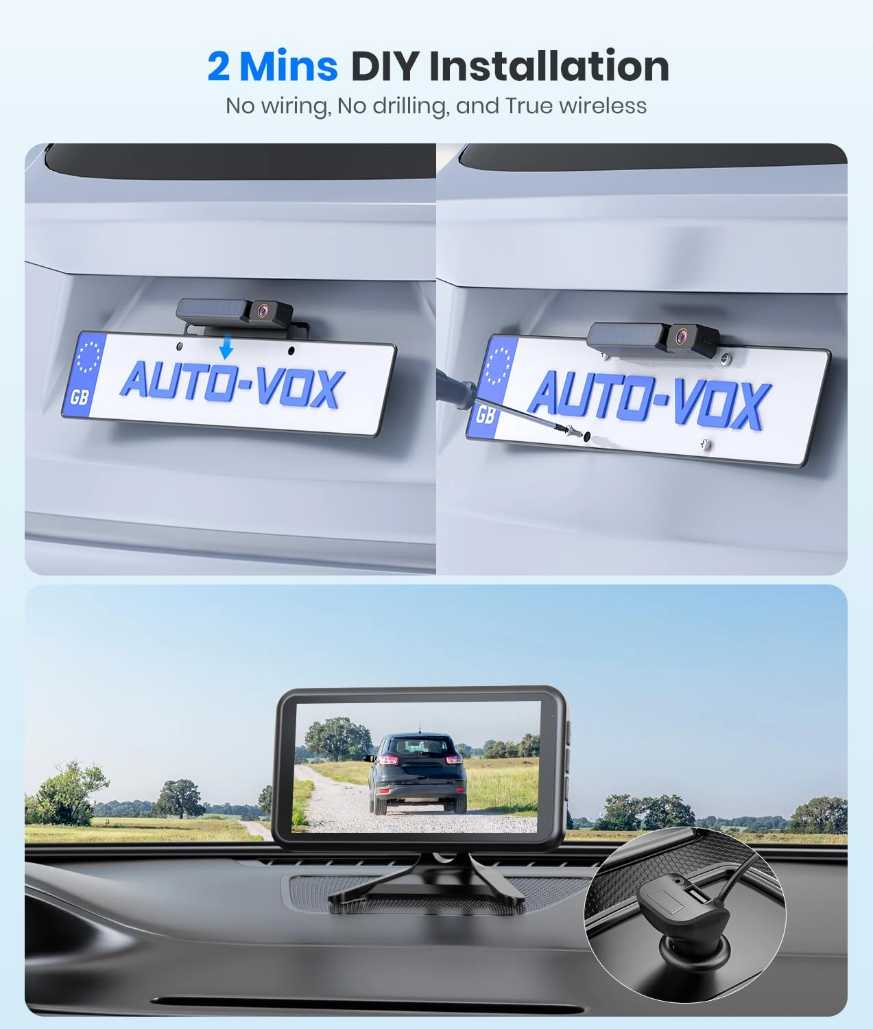 Magnetic Solar Wireless Backup Camera - Night Vision Wireless 1080P