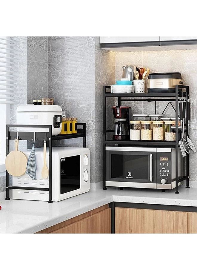 3 Tier Microwave Shelf - Expandable 40--60cm Black