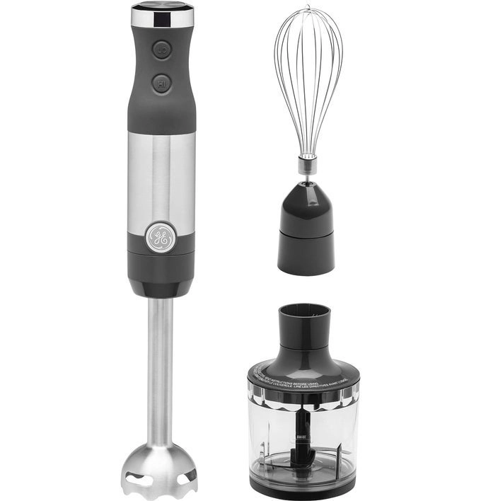 GE Immersion Blender - Handheld 2-Speed with Whisk & Blending Jar, Stainless Steel