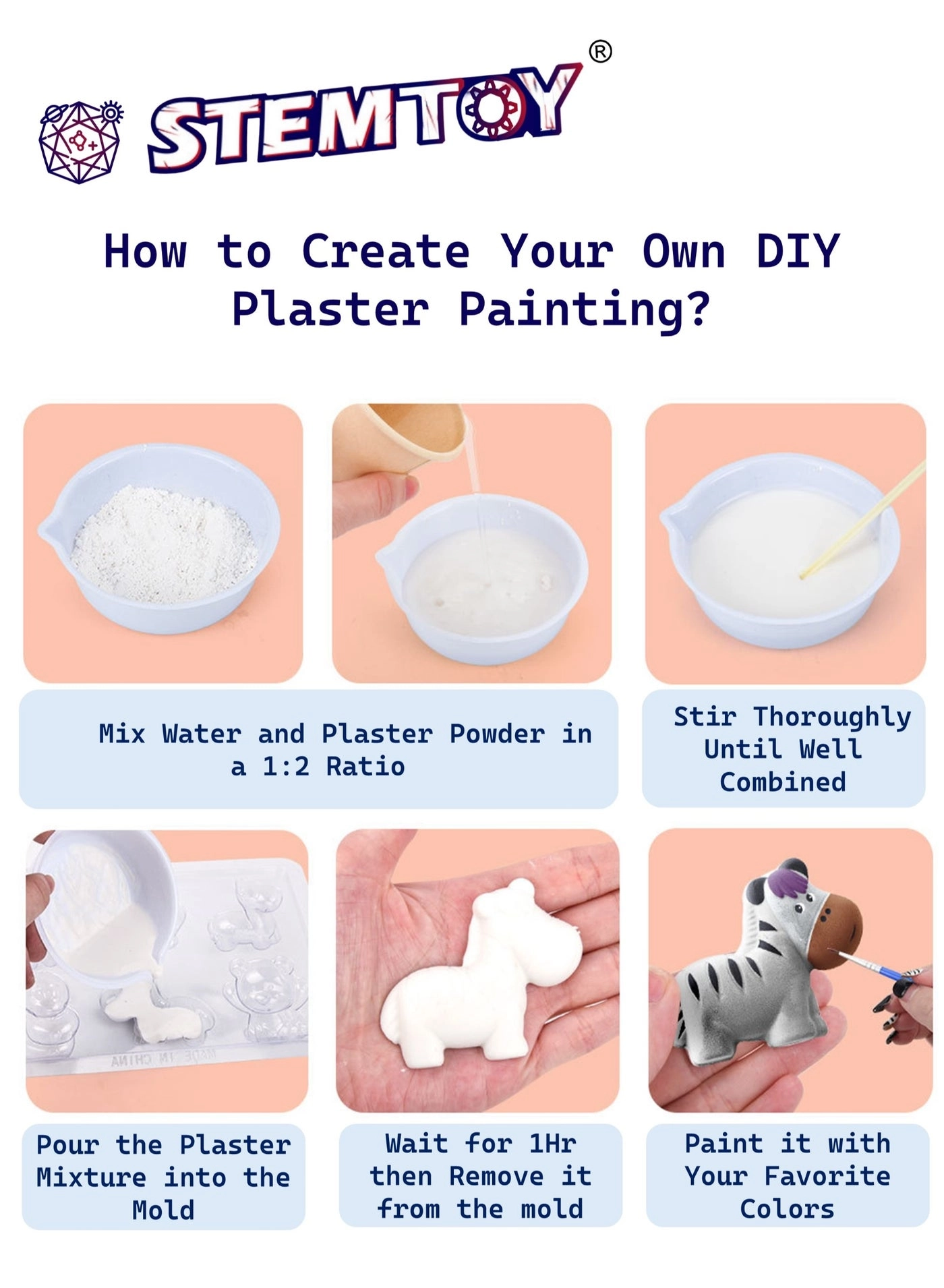 DIY Plaster Princess Painting Set - 6 Pcs