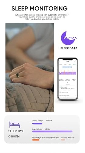 Smart Health Ring - Size 9 Black 7 Day Battery