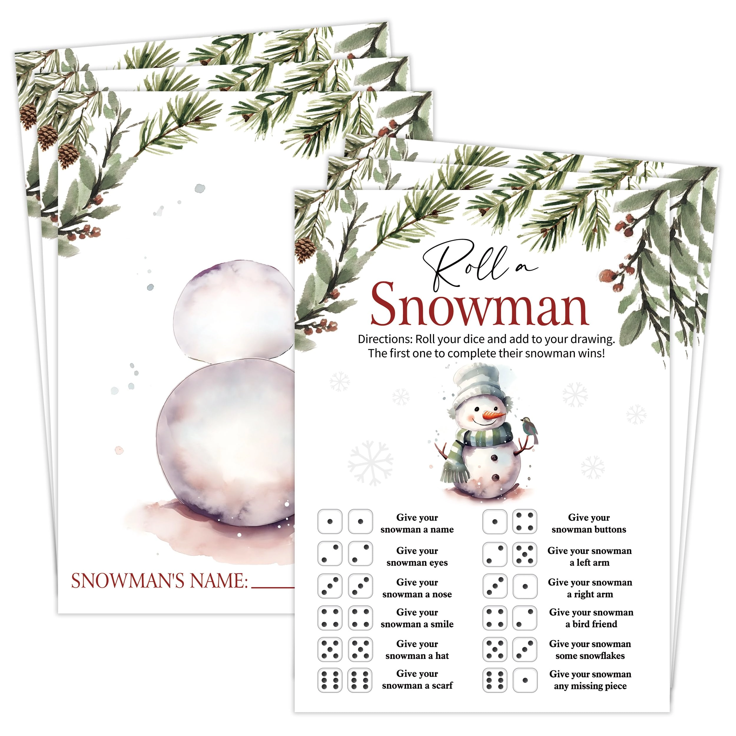 Toctose Roll A Snowman Game - Adult 25 cards
