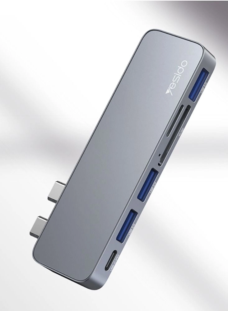Yesido HB10 - 6-IN-1 TYPE-C 60W PD 3*USB3.0 SD/TF