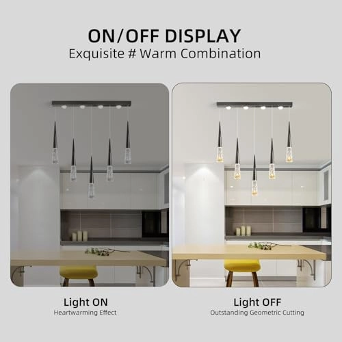 Crystal Chandelier - Dimmable LED 5-Light Adjustable Height