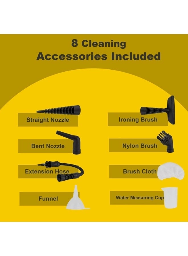 Handheld Steam Cleaner - Multipurpose Portable 8 Multi-Surface Attachments