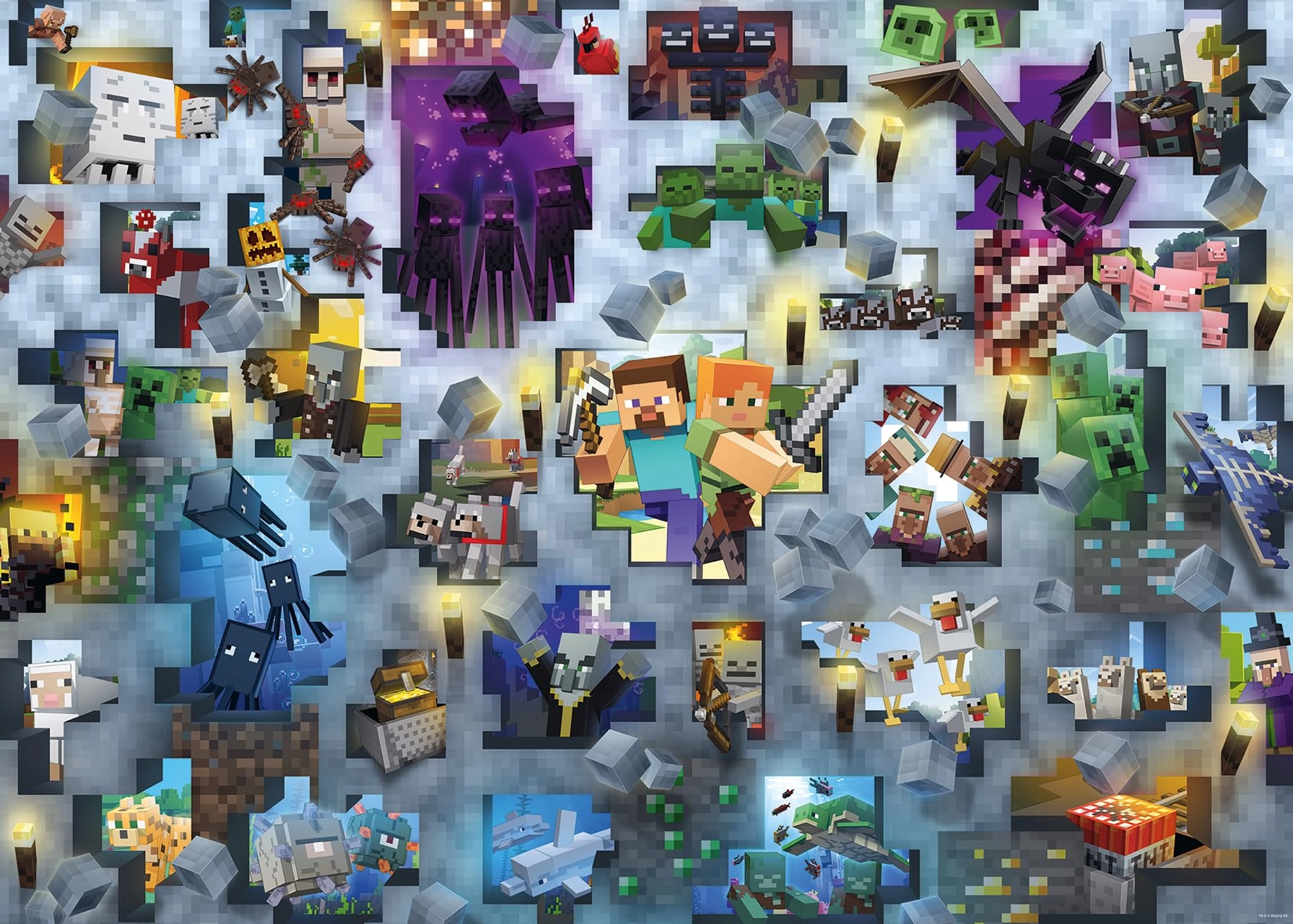 Ravensburger Minecraft Mobs Puzzle (17188) - 1000 pcs