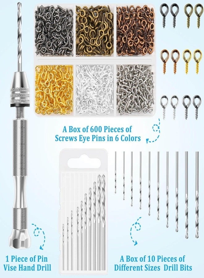Pin Vise Hand Drill Set - 600PCS 10 Different Sizes Drill Bits