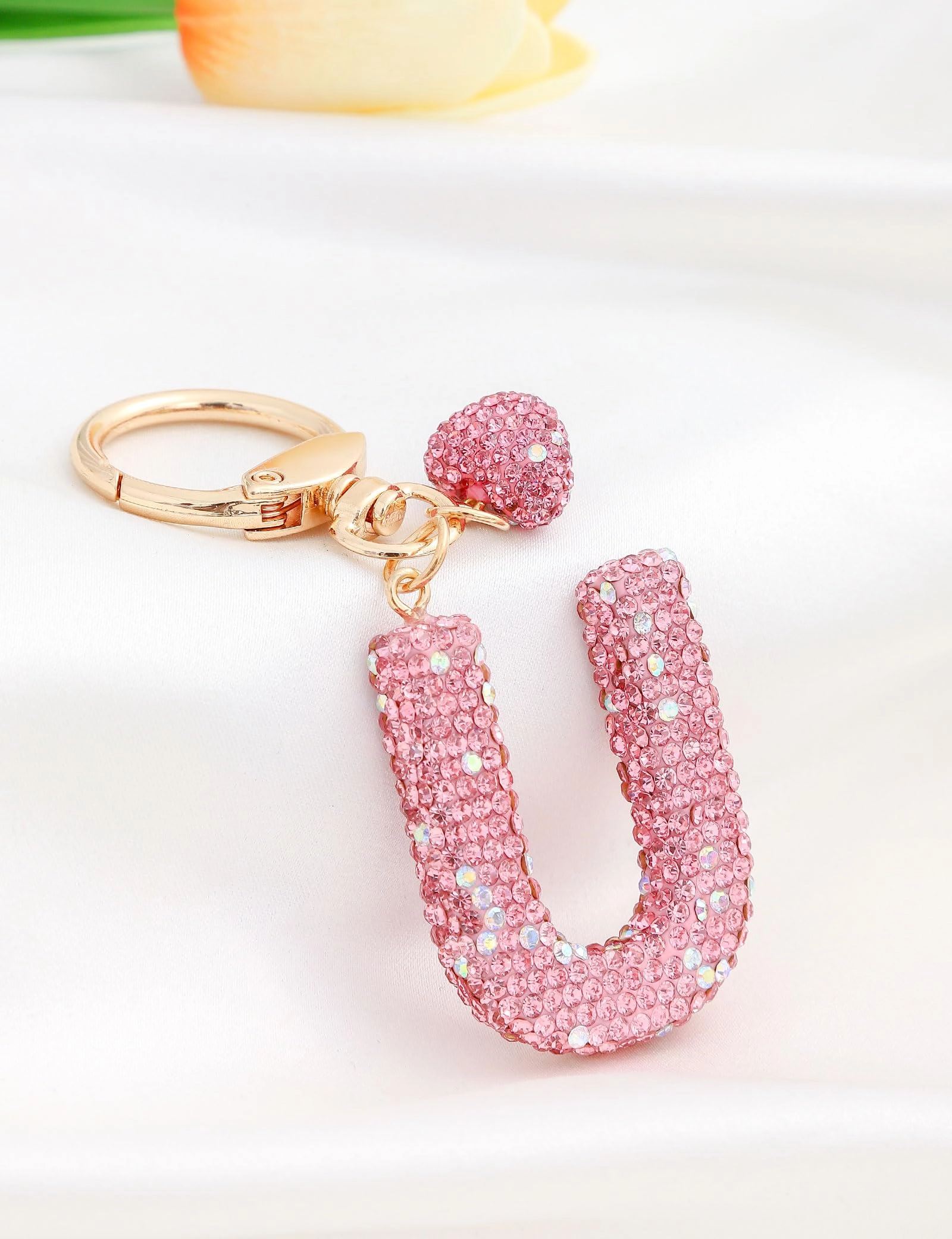 Initial Keychain - L Purple Rhinestone