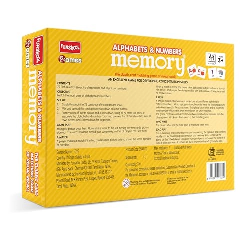 Memory Alphabets and Nos - 3 years and up