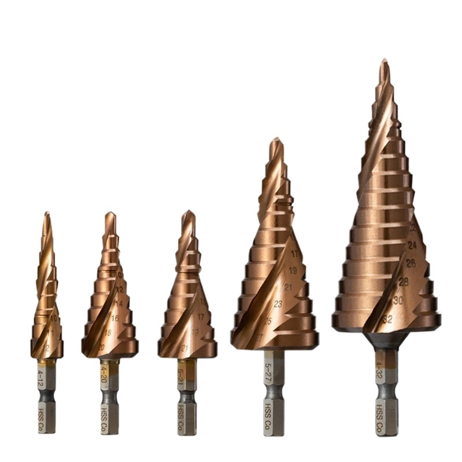 DOUKNAIL Cobalt Cone Step Drill Bit - Cobalt 1 Piece 3-12/3-14/4-12/4-20/4-22/4-25/4-32/5-21/5-27/6-24mm
