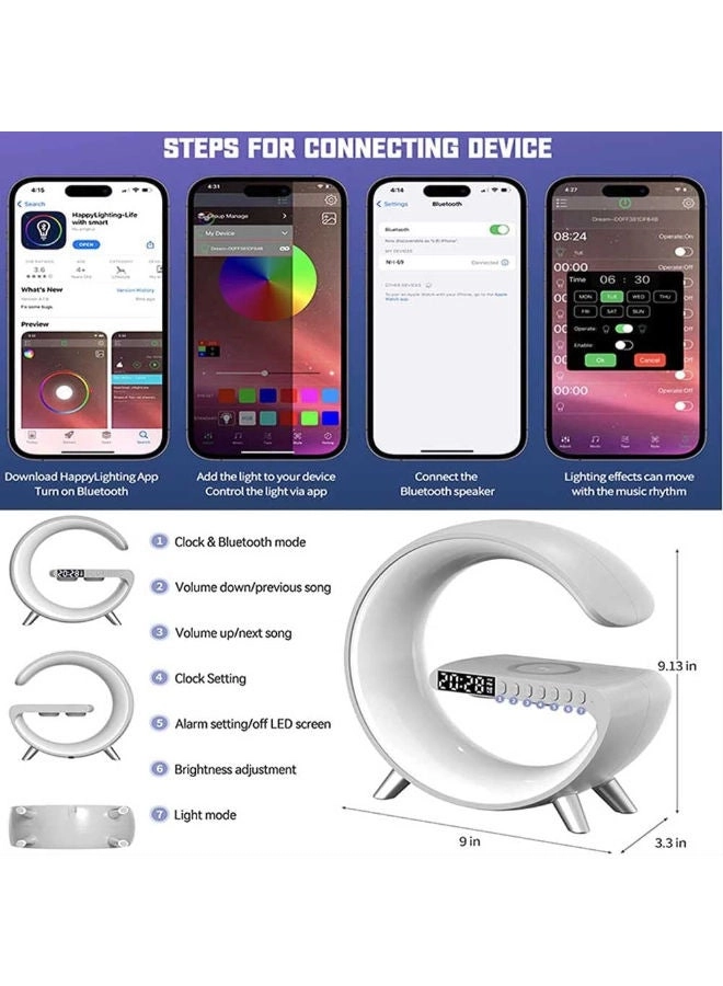 Wireless Charger Atmosphere Lamp - 4-in-1 Bluetooth Speaker Dimmable Night Light