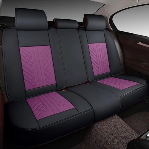 Bench Seat Cover - Universal Fit Faux Leather Black with Red Strip