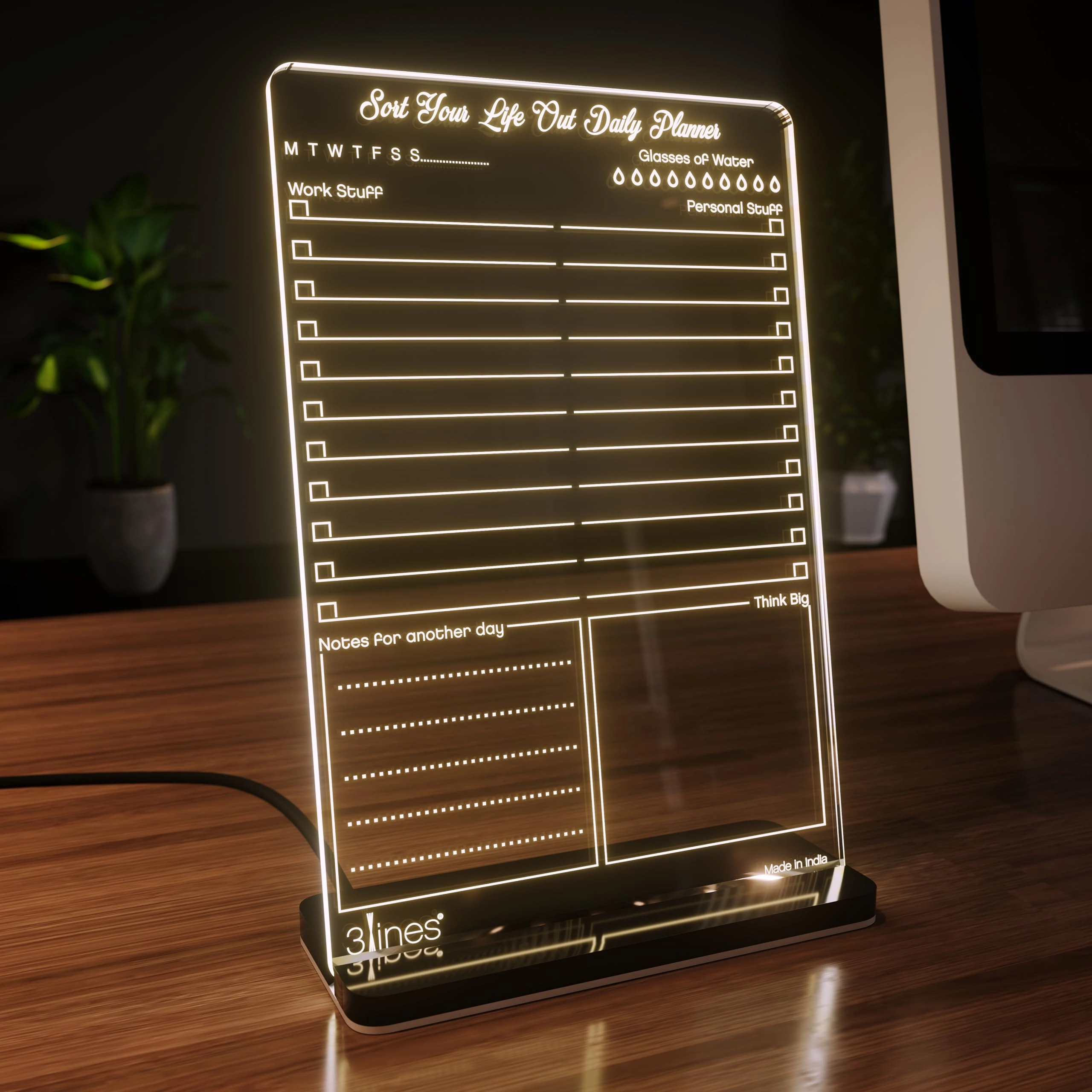 HA Designs Glowrite SYLODP - led writing board with usb stand Transparent with 2 White Chalk Markers