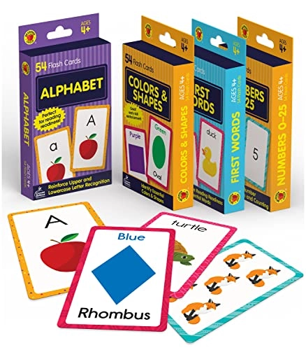 Carson Dellosa Education Alphabet Flash Cards + Sight Word Flash Cards + Colors & Shapes Flash Cards + Number Flash Cards - 4+ 4 pieces