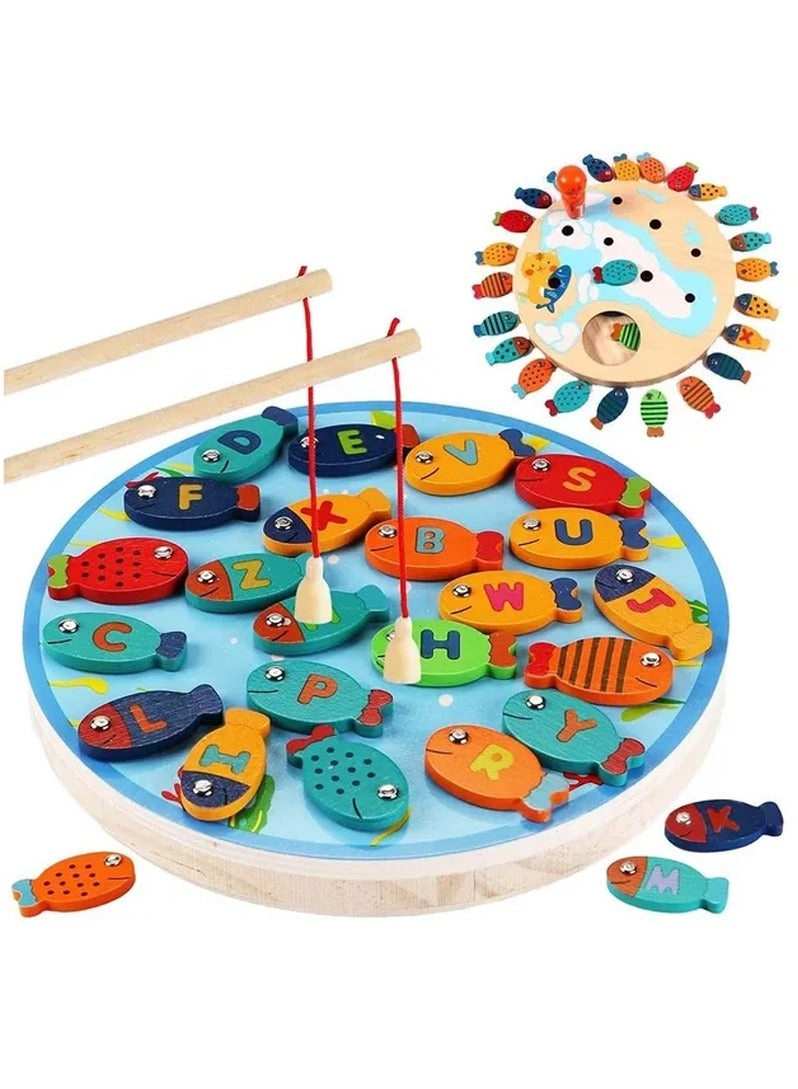 BrainGiggles Magnetic Wooden Fishing Game Toy - 3 +