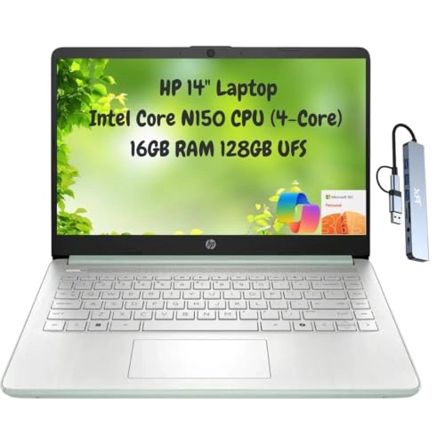 14 Laptop Computer Laptop 14-dq6011dx - 14'' N150 16GB DDR4 128GB UFS + 256GB MSD Card