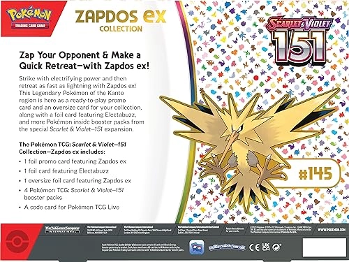 Scarlet & Violet 3.5 Zapdos Ex Box - 4 Booster Packs Oversize Foil Promo